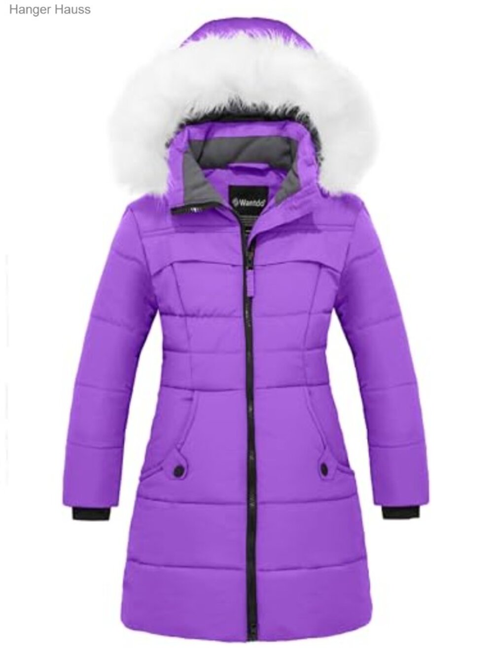Girls Long Puffer Coat Waterproof Winter Parka Hooded Zip Pockets